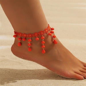 Nueva moda Europa y América exagerada bohemio Multicolor encaje flecos gota tobillo pulsera para mujeres al por mayor - Product Image 2