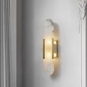 PLS Lighting Applique murale LED moderne contemporaine minimaliste en laiton et albâtre, intensité variable, garantie 2 ans, température de couleur 3000K-6000K pour - Product Image 1