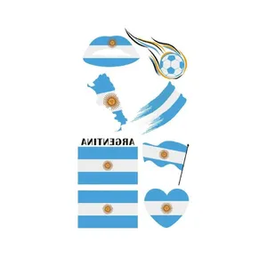 2022 Argentina Bandera Nacional tatuaje pegatina conjunto no tóxico cuerpo argentino tatuaje temporal conjunto de pegatinas