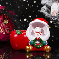 Boîte à crayons de Noël personnalisée Décoration intérieure Père Noël et porte-crayon en résine en forme de pomme lumière LED cadeau souvenir de Noël