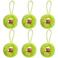 Pompon en fausse fourrure de lapin Rex, boule décorative moelleuse de Noël, boule en peluche vert fluorescent, ornement pour boîte cadeau de fêtes, artisanat festif