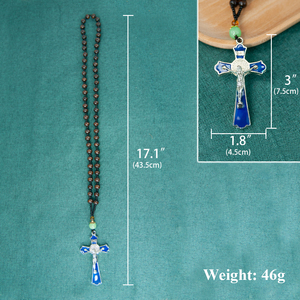 Pendentif <span class=keywords><strong>Croix</strong></span> de Rosaire <span class=keywords><strong>en</strong></span> Alliage de Zinc Émaillé, Crucifix Émaillé Motif Jésus pour Usage Quotidien, Prière à l'Église, Cadeau - Product Image 6