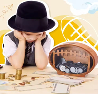 Ornement de bureau en bois de haute qualité au design moderne en forme de ballon de rugby, écologique, tirelire pour enfants, boîte à économies