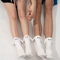 Chaussettes décontractées unisexes WJN de haute qualité, amusantes, pour couple, mi-mollet, à fixation magnétique, absorbantes, respirantes, tricotées, printemps, blanches
