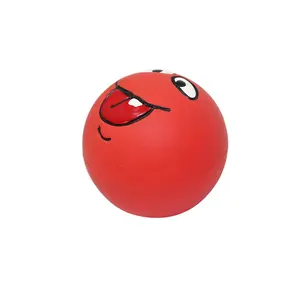 Thinkerpet Smile Face Expressions Natural Latex Training Floating Chew Pet Squeaky Ball Dog Toy Egg