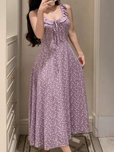 In-stock/custom-made <strong>PVC</strong> purple Polka Dot Halter <strong>Dress</strong> Casual Eco-Friendly Washable for Women's Summer Corset Mid-length - Product Image 3