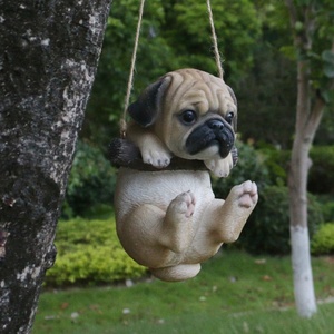 Conception personnalisée mini pendaison bouledogue français en résine chien <span class=keywords><strong>carlin</strong></span>, décor de jardin figurines en <span class=keywords><strong>gros</strong></span> # - Product Image 3