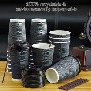 Disposable Coffee Cups With Lids And Straws - 8oz-16 Oz Hot Paper Coffee Cup With Lid To Go For Beverages Espresso Tea Ins