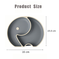 Assiette en silicone pour bébé en forme d'éléphant, assiette divisée pour tout-petits, vaisselle pour enfants de qualité alimentaire, plateau de sevrage sans BPA, 2 compartiments