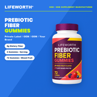LIFEWORTH Gommes Quotidiennes de Fibres Prébiotiques à Base de Pectine Végétale Formule de Soutien à la Santé Digestive Intestinale