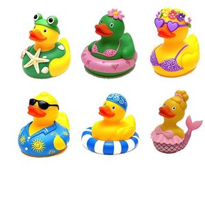 เป็ดยางน่ารักสำหรับเล่นน้ำช่วงฤดูร้อน ของเล่นพลาสติก PVC ขนาดเล็ก สำหรับวันหยุดพักผ่อนสไตล์ฮาวาย เหมาะสำหรับการเรียนรู้ของเด็กเล็ก - Product Image 3
