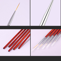 Lot de 6 pinceaux à manche en bois pour nail art, super fins, pour dessin, peinture, gel et liner