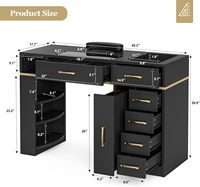Table de manucure en verre personnalisable Table de manucure avec collecteur de poussière et rangement Mobilier de salon professionnel Table de manucure