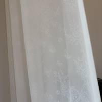 Voilage Jacquard Papillon Floral Subtil Haut de Gamme de Luxe, Rideau Semi-Transparent Texturé pour Fenêtre, Taille Personnalisée