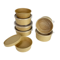 Kraft brun de qualité alimentaire personnalisé 750/1000/1500ML jetable écologique à emporter emballage noir bol à soupe en papier pour salade