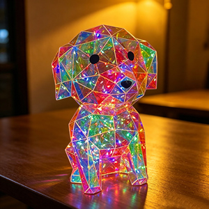 <span class=keywords><strong>ไฟ</strong></span> LED โมเดิร์นทรงปริซึมสีรุ้ง วัสดุ PET สำหรับตกแต่งบ้าน ทำมือ เป็นมิตรกับสิ่งแวดล้อม ใช้พลังงาน USB พร้อมไฟ RGB - Product Image 3