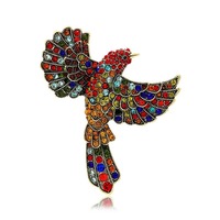Bros besar untuk pria dan wanita, Pin Aksesori burung kolibri besar bertatahkan berlian imitasi untuk pria dan wanita