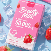 Poudre de Lait de Beauté Saveur Fraise Infusée au Collagène Halal Végétalien en Sachet – Sachets de Poudre de Lait de Beauté Multi-Saveurs au Collagène