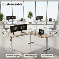 Bureau debout électrique en L, moderne, extensible, robuste, à double moteur, réglable en hauteur, certifié ISO, pour le bureau