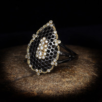 KYRA01326 — bague en Zircon noir, Style gothique, plaqué, exquis, ajouré, anneau pour femmes, nouvelle collection 2020