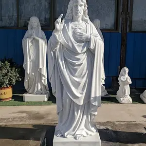 Estatuas de Ángel llorón tamaño real mármol blanco Piedra Natural religiosa decoración al aire libre tallada a mano