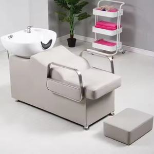 Unidad de Lavado para Salón de Belleza, Lavacabezas con Asiento Ajustable y Lavabo de Cerámica Inclinable - Product Image 6