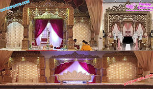 Elegante Mandap de Boda de Doble Pilar, Mandap de Madera Tallada de Moda en París, Mandap de Doble Pilar para Ceremonia de Boda Real en el Reino Unido - Product Image 3
