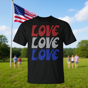 Camiseta con Bandera Americana y Mensaje Positivo, con Corazones, Amor a Estados Unidos y Esperanza, para Mostrar Patriotismo y Sentimientos - Product Image 3