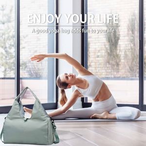 Muestra gratuita, venta al por mayor, bolsa de gimnasio personalizada de gran capacidad con soporte para esterilla de yoga, bolsa de fitness informal ecológica para pilates - Product Image 3
