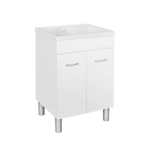 Meuble de salle de bain avec lavabo 45x50x90 cm, armoire blanche, unité de rangement à une porte - Product Image 1