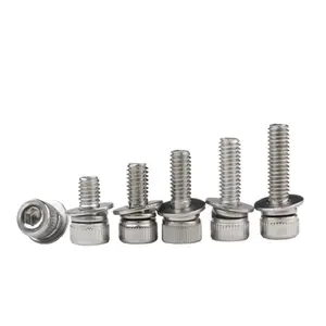 SDPSI DCTM6 Stainless Steel hexagon socket head with spring and washer DIN912 three combination screw