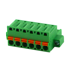 บล็อกขั้วต่อ PCB แบบเสียบได้ ขั้วต่อไฟฟ้าแบบสปริงพร้อมช่องเสียบสกรูแบบหน้าแปลน ระยะห่างระหว่างขั้ว 5.0 มม. - Product Image 1