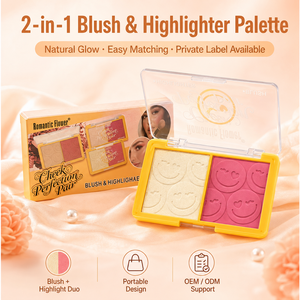Personnalisable Vente en gros 2 en 1 Maquillage pour le visage Waterproof Glitter Long Lasting Blush & <span class=keywords><strong>Highlighter</strong></span> Palette - Product Image 1