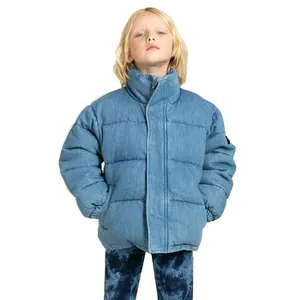 מפעל מחיר בגדי ילד חורף כותנה ריפוד מעיל כביסה ג 'ינס עיצוב קל משקל למטה מעיל לבן