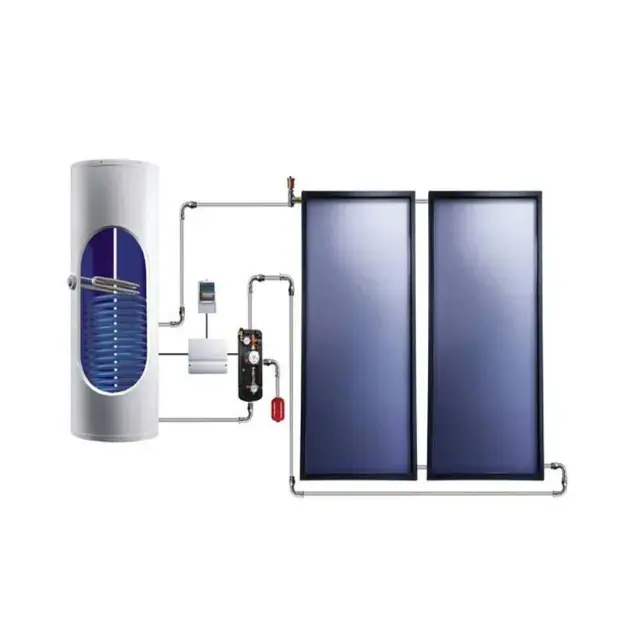 Coletor solar placa plana, sistema de aquecedor de água solar de alta eficiência placa completa de cobre preto fosco pintado