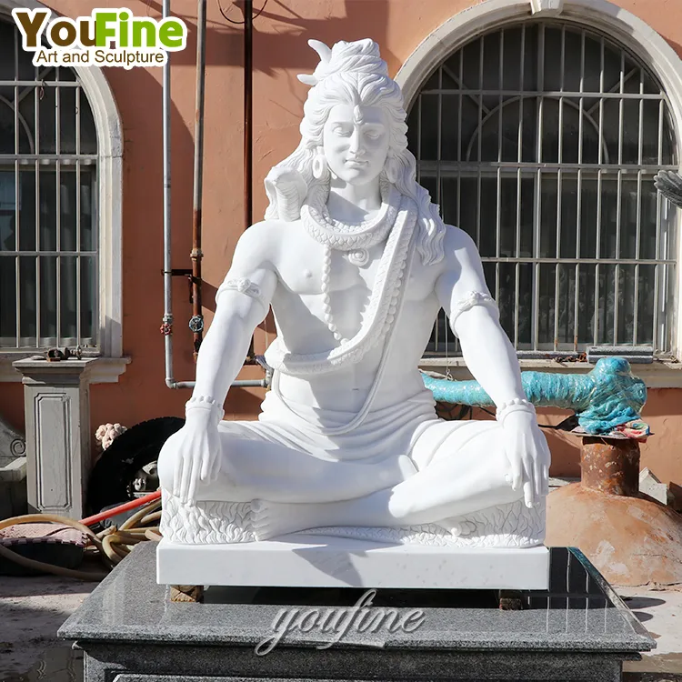 Statue de dieu de Shiva de seigneur religieux de marbre de jardin en pierre naturelle de grande coulée