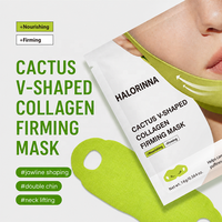 Masque liftant en V HALORINNA Cactus OEM au collagène hydrolysé et au rétinol pour un lifting physique, réduit le double menton et les poches, anti-affaissement