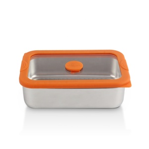 Rectangle Single <b>Compartment</b> Airtight Seal Lid Freshness Preservation Orange Stainless Steel Food Storage Container - Product Image 3