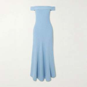 Prendas de punto personalizadas verano azul fuera del hombro Sexy Casual Maxi vestidos de <span class=keywords><strong>mujer</strong></span> para ocasiones especiales Vestido de punto de <span class=keywords><strong>mujer</strong></span> - Product Image 3