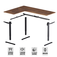 Bureau d'angle ergonomique électrique réglable en hauteur avec deux moteurs et trois pieds, en forme de L, pour ordinateur