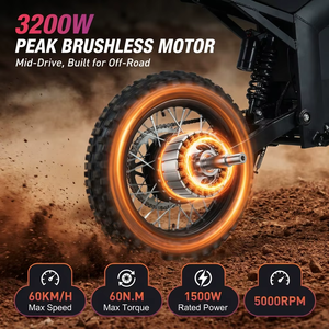 Entrega en EE. UU. de 5 a 7 Días, Motocicleta Eléctrica para Adultos de 48V 1500W con Motor Central sin Escobillas, Alcance de 80 km, 150 kg, Motocicleta Todoterreno Eléctrica, Bicicleta Eléctrica - Product Image 5