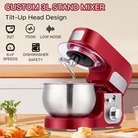 Batteur sur socle électrique portable Westchef 3L professionnel multifonctionnel avec bol mélangeur en acier inoxydable, 6 vitesses, tête inclinable, 700W