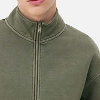 Sweat-shirt polaire décontracté pour homme, col montant, demi-zip, couleur taupe, coupe décontractée
