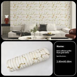 Papier peint de grille auto-adhésif étanche et sans humidité pour le mur de fond de la télévision dans le salon de la chambre à coucher Décoration murale facile - Product Image 6