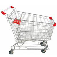 Chariot de courses en métal avec panier en treillis métallique et roulettes pivotantes pour supermarchés et commerces de détail