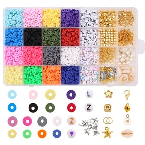 Perles en argile multicolores plates et rondes, perles d'espacement en polymère, perles en céramique souple, kit de fabrication de bijoux DIY pour enfants - Product Image 5