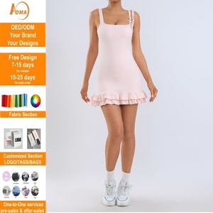 Abiti Sportivi per Ragazze Aoyema, Abbigliamento Sportivo Senza Maniche, Monospalla, Tinta Unita, con Volant, Gonna da Tennis per Feste e Cerimonie - Product Image 1