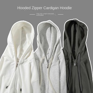 Fabricants <span class=keywords><strong>de</strong></span> vêtements, sweat-shirt à capuche zippé simple en couleur unie, nouvelle collection printemps-automne, 600g, manches longues, haut cardigan - Product Image 2
