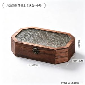 Caja de Joyería de Madera con Tapa de Vidrio 23-14-6 Cm, Organizador de Almacenamiento de Estilo Retro para Joyas - Product Image 4