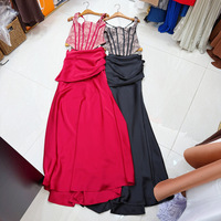 SS2475 Nouvelle arrivée, robe longue en dentelle unie sans manches pour femmes, ensemble de robe plissée élégante, mode estivale, ensemble deux pièces